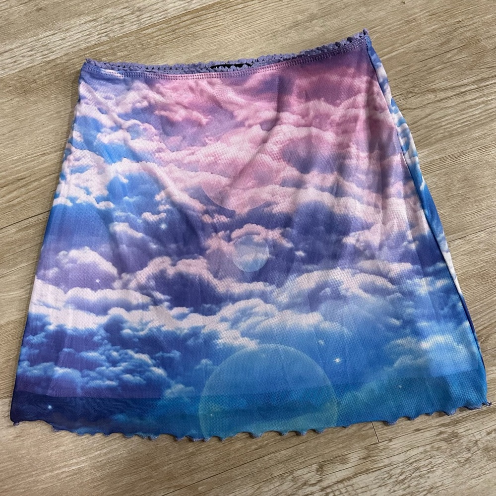 Horoscopez dollskill mesh pastel clouds skirt XS NWOT